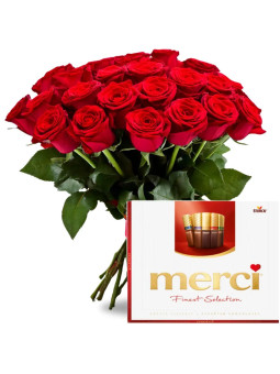 Radosť lásky + Merci - 10, 20 alebo 30 kusov - TvojeKvety.sk